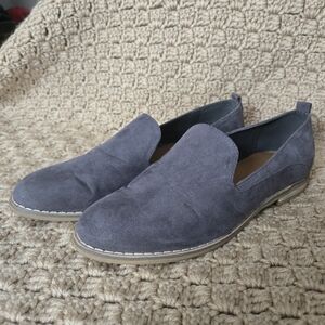 Indigo Rd. Grey Suede Hestley Loafers W/Wooden Bottoms Women's 7